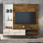 Painel Para Tv Orson 2 Portas Em Mosaico 3d Amadeirado Creme