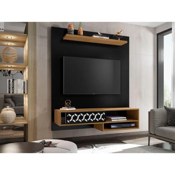 Painel Para Tv Osaka Suspenso Com Rack Home - Preto / Freijó