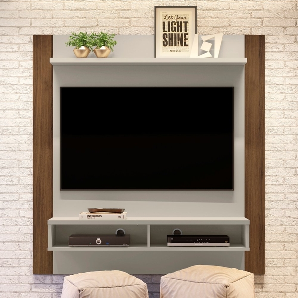 Painel Para Tv Potter Off White Nogueira Flex