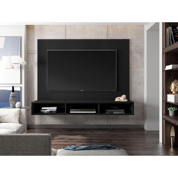 Painel Para Tv Quartzo Suspenso Com Rack Home - Preto