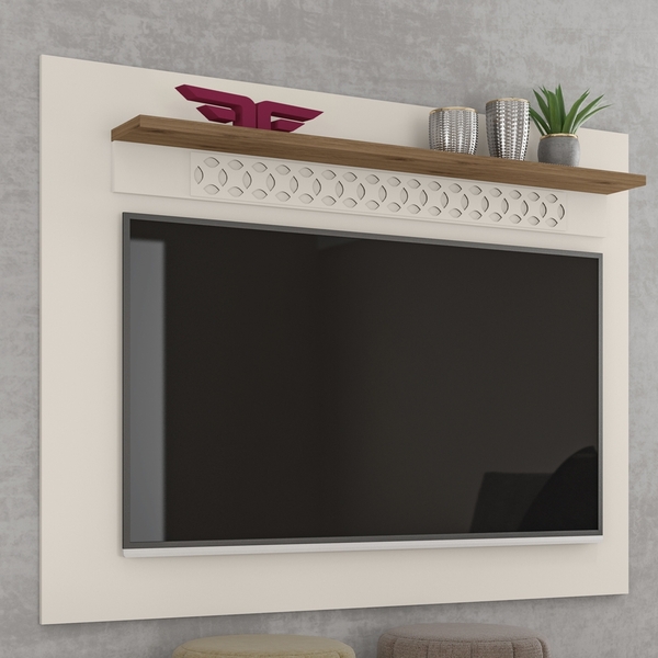 Painel Para Tv Rain Off White Canela