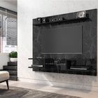 Painel Para Tv Rio Itália Efeito Marmorato Nero Preto