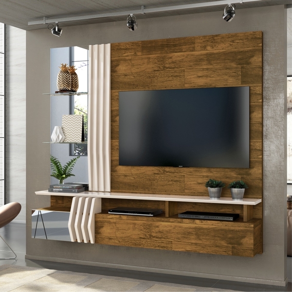 Painel Para Tv Tania Ripado Amadeirado Creme | Leroy Merlin