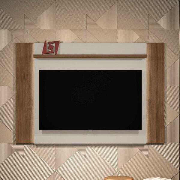 Painel Para Tv Ulisses Extensível Off White Nogueira C/ Led