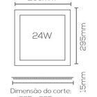 Painel Plafon De Embutir Quadrado Branco 29 5cm Led 24w 4000k