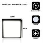 Painel Plafon Quadrado Sobrepor 18w Preto Branco Frio 6500k P