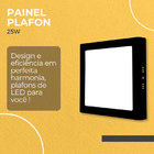 Painel Plafon Sobrepor De Led 25w Quadrado Bivolt Preto