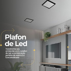 Painel Plafon Sobrepor De Led 25w Quadrado Bivolt Preto