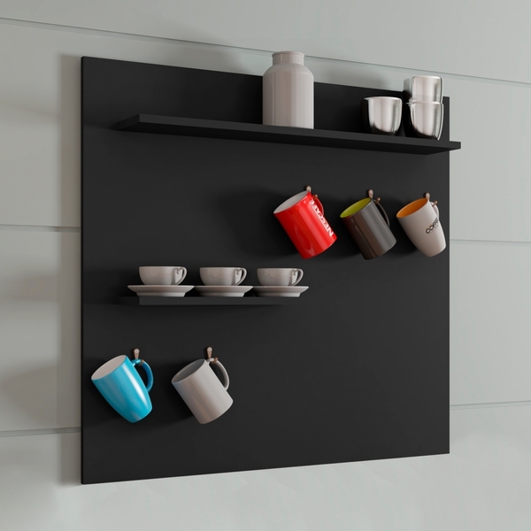 Painel Porta Xícaras Coffee Phill Preto Fosco