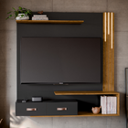 Painel Rack Sala Quarto Organic Suspenso Moderno Tv - Preto