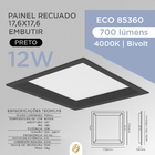 Painel Recuado 12w 4000k Bivolt Preto