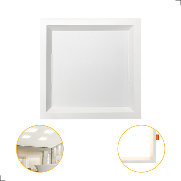 Painel Recuado De Embutir 18w 22x22 Quadrado Bivolt Branco 30