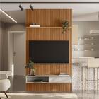 Painel Ripado 1.4 Para Tv Com Nicho E Prateleira Lana Nature