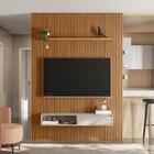 Painel Ripado 1.8 Para Tv Com Nicho E Prateleira Lana Nature