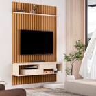 Painel Ripado Balcão Suspeso E 2 Gavetas New Nature Pérola