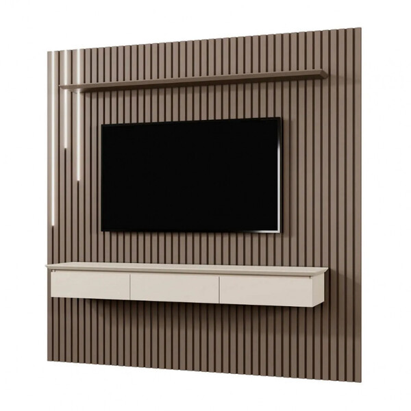 Painel Ripado Com Nicho 3 Gavetas Lyon Mavular