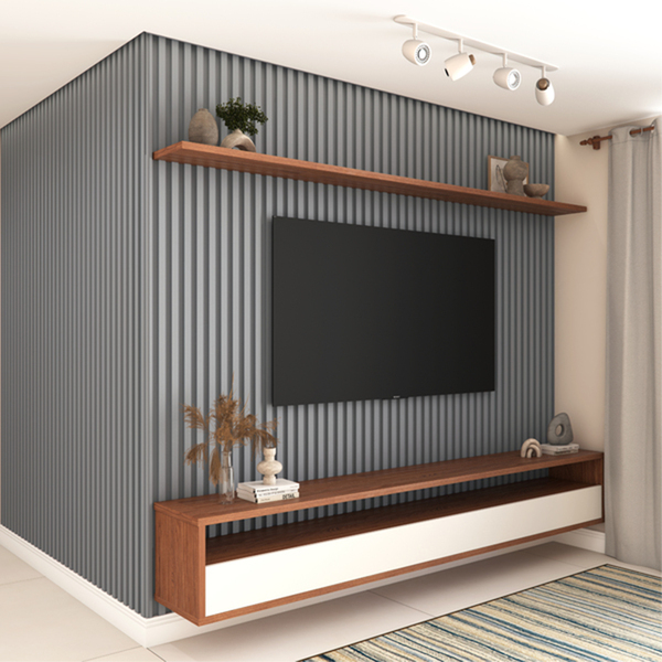 Painel Ripado em MDF 270x15x1,2cm Nanquim Premium  Artens 1 peça