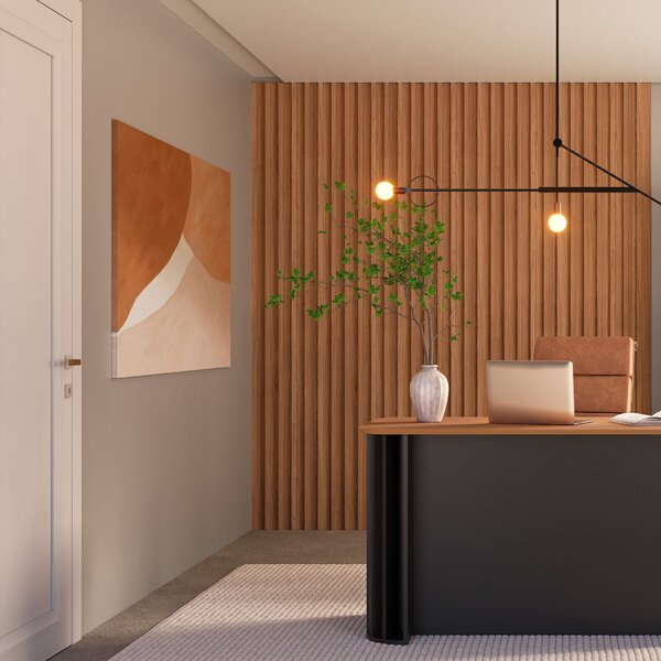 Painel Ripado Em Placa 183x134cm (2,45m²) Mdf Freijó/madeirado