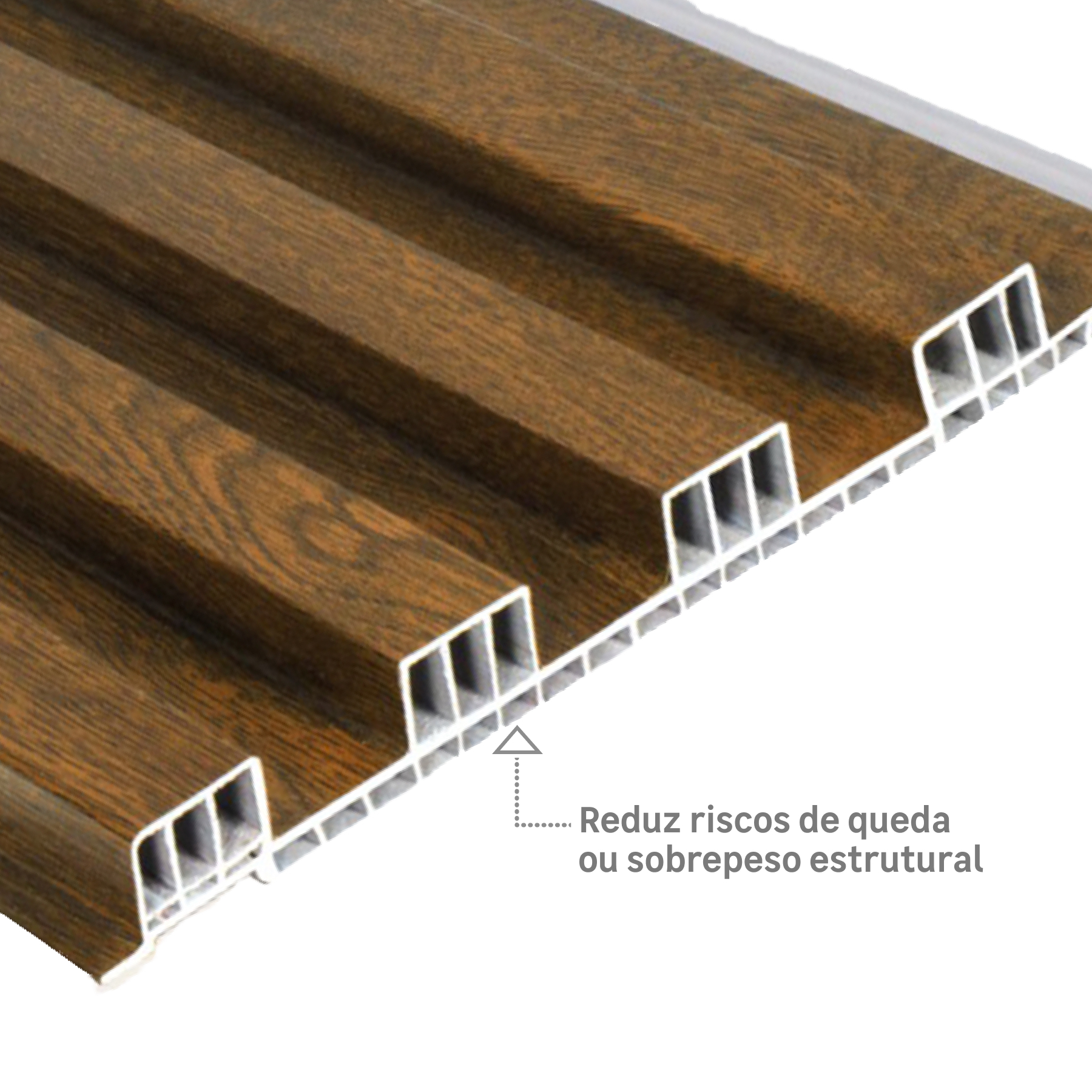 Painel Ripado Externo de PVC 2,1mm Nogueira 20x300cm Slim Macheto