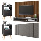 Painel Ripado Freijó Tv 50 Polegadas Cabeceira Cama Box Casal