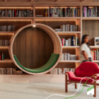 Painel Ripado Laminado Autocolante Cor Nogueira Intenso Linha