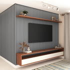 Painel Ripado de Madeira MDF 2,70m x 1,5cm x 6cm Nanquim Moldurama