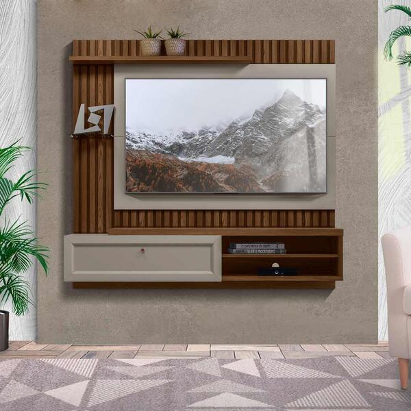 Painel Ripado Para Tv 55 Polegadas Amêndoa Titânio Tocantins