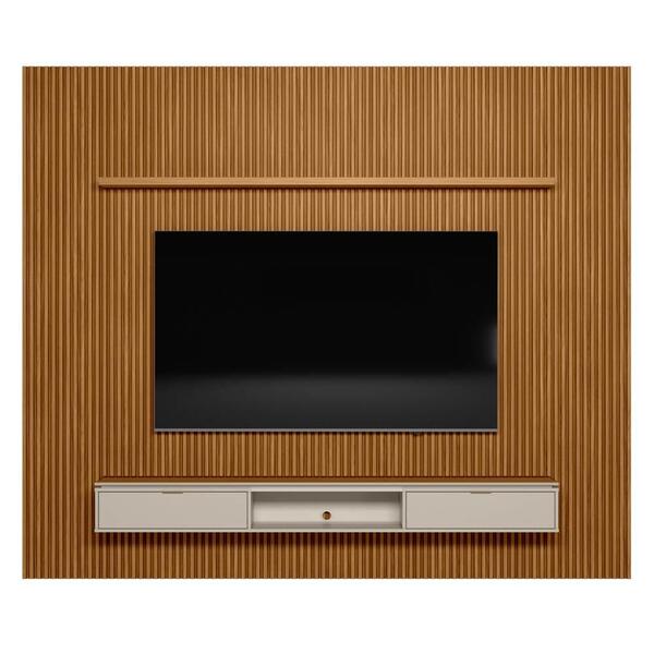 Painel Ripado Para Tv 75 Pol. Com Bancada 297cm Premium L06 N