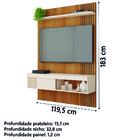 Painel Ripado Para Tv Até 45 Polegadas Com Prateleira E Nicho