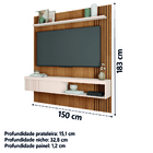 Painel Ripado Para Tv Até 55 Polegadas Com Prateleira E Nicho