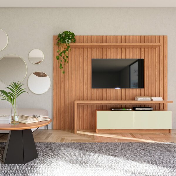 Painel Ripado Para Tv Até 65 Polegadas 2 Portas Basculante 22