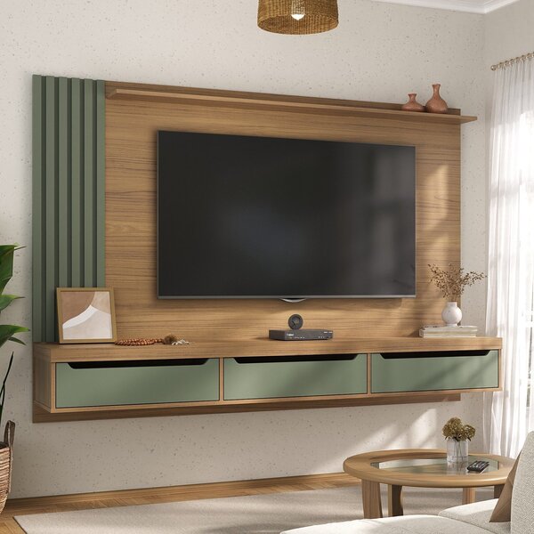 Painel Ripado Para Tv Até 75 Polegadas Mdf 200cmx137,5cm 3 Ga