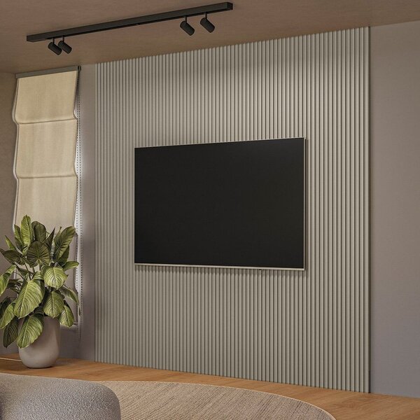 Painel Ripado Para Tv Até 80 Polegadas Mdf 258cmx250cm Modular Gris ...