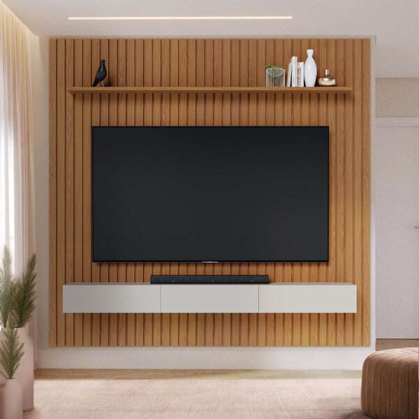 Painel Ripado Para Tv Até 82 Polegadas 100% Mdf 250cmx240cm 2.5 C Nicho ...