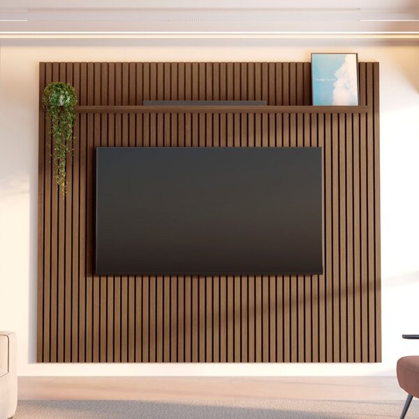 Painel Ripado Para Tv Até 85 Polegadas 100% Mdf 230,5cmx250cm Aloe ...