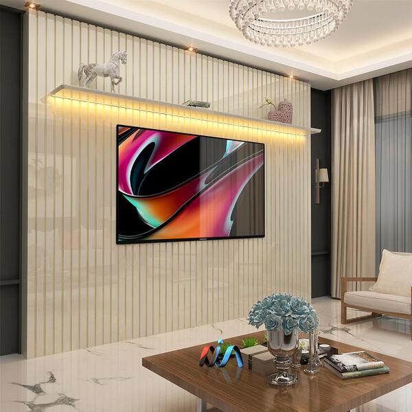 Painel Ripado Para Tv Até 85 Polegadas Com Led Off White Nobr