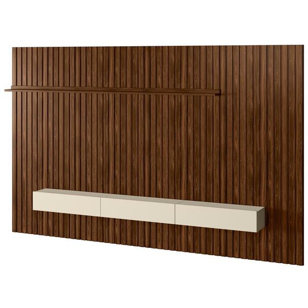 Painel Ripado Placa Tv 85 Projetta 218x399 Palisandro Off Whi