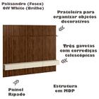 Painel Ripado Placa Tv 85 Projetta 265x300 Cinamo Mell Off Wh