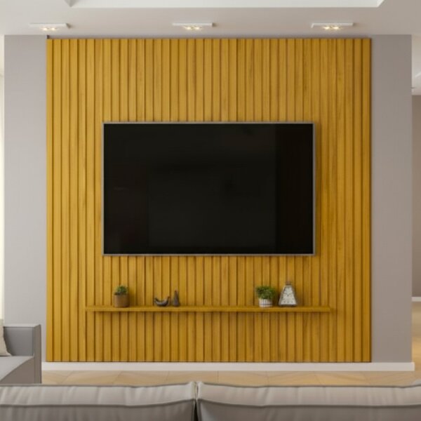 Painel Ripado Trento Em Mdf 240cmx250cm Cedro