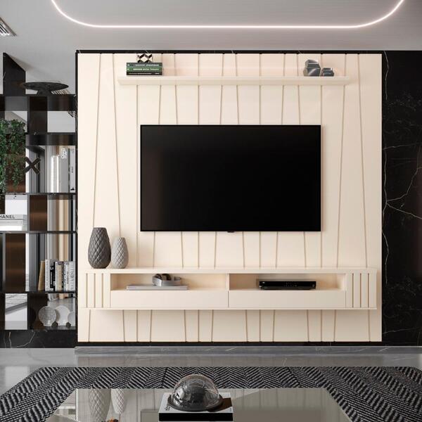 Painel Ripado Zigzag Para Tv Até 75 Polegadas Roma Com Nicho