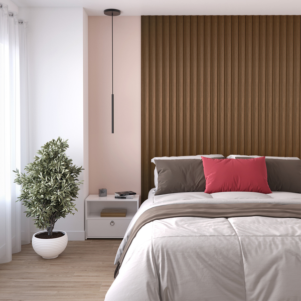 Painel Ripado em MDF 4,5x270cm Milano Teak Premium Moldurama - 5 Peças