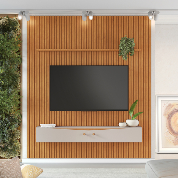 Painel Riso 240 X 207cm Candian Com Nicho - Jcm Movelara Cina