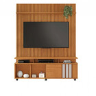 Painel Riso Com Rack Atraente Ripado C/ Rodízios Jcm Movelaria