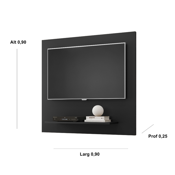 Painel Sala Bello Para Tv Até 32p Com Prateleira Cor Preto -