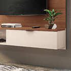 Painel Suspenso Betânia Tv 50 160cm 1 Porta Nature Off White