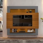 Painel Suspenso Com Prateleiras E Led Carvalho New / Cinza Tv