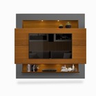 Painel Suspenso Com Prateleiras E Led Carvalho New / Cinza Tv