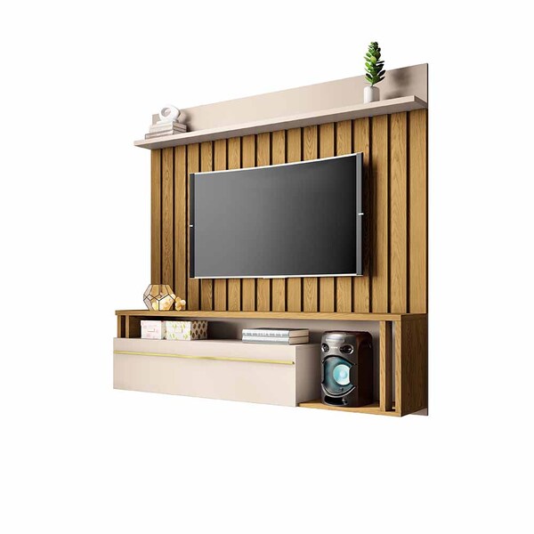 Painel Suspenso Decorativo Stesso Ripado Tv Até 55 Carvalho/o