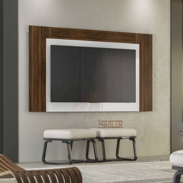 Painel Suspenso Ester Tv 75 180cm Castanho Wood Branco Tana D