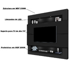 Painel Suspenso Forlán 2 10 Cm Para Tv De Até 75'' Preto Fosc